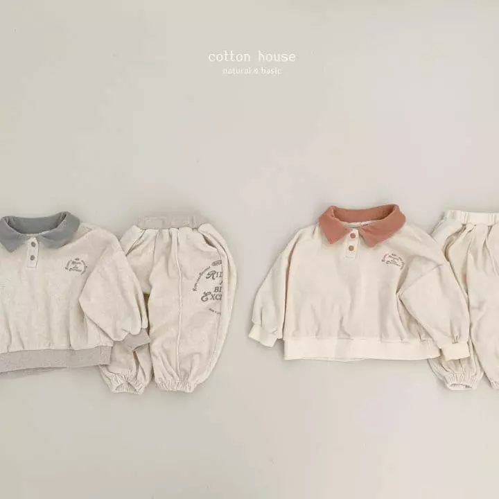 Cotton House - Korean Children Fashion - #designkidswear - Terry Collar Top Bottom Set - 7