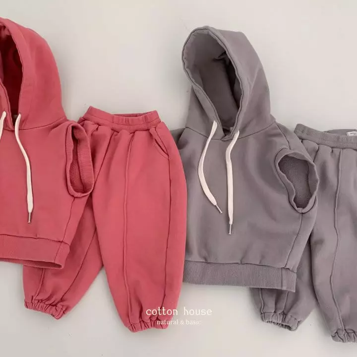Cotton House - Korean Children Fashion - #littlefashionista - Sleeveless Hoody Top Bottom Set