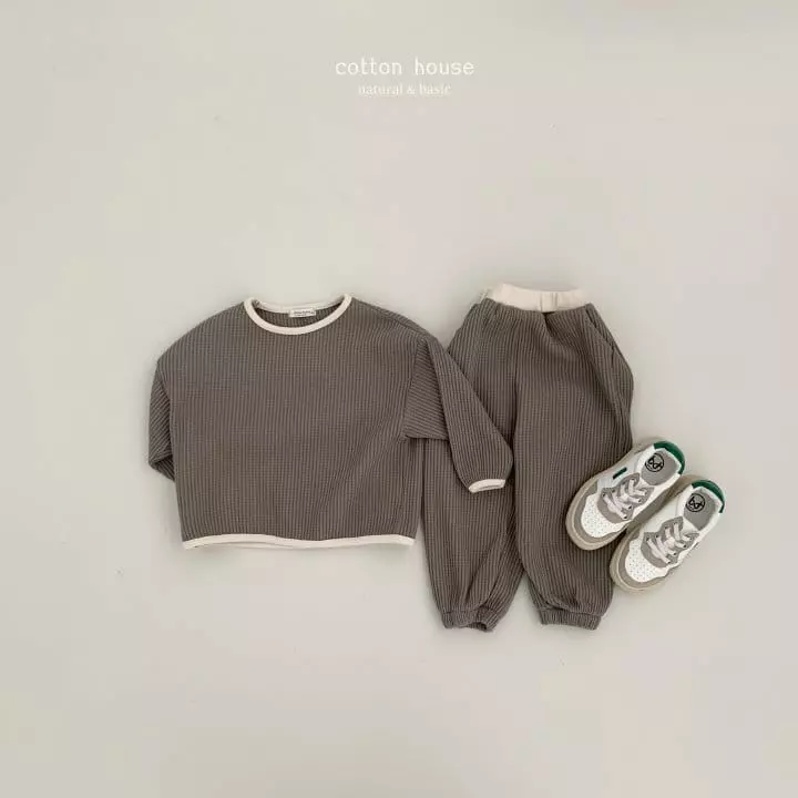 Cotton House - Korean Children Fashion - #minifashionista - Waffle Piping Top Bottom Set