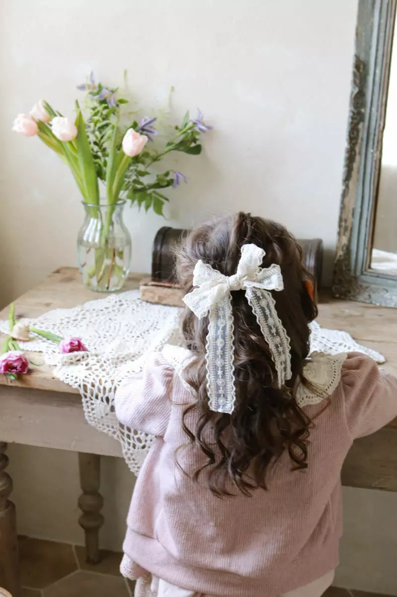 Flo - Korean Children Fashion - #minifashionista - Lilac Lace Hairpin - 4