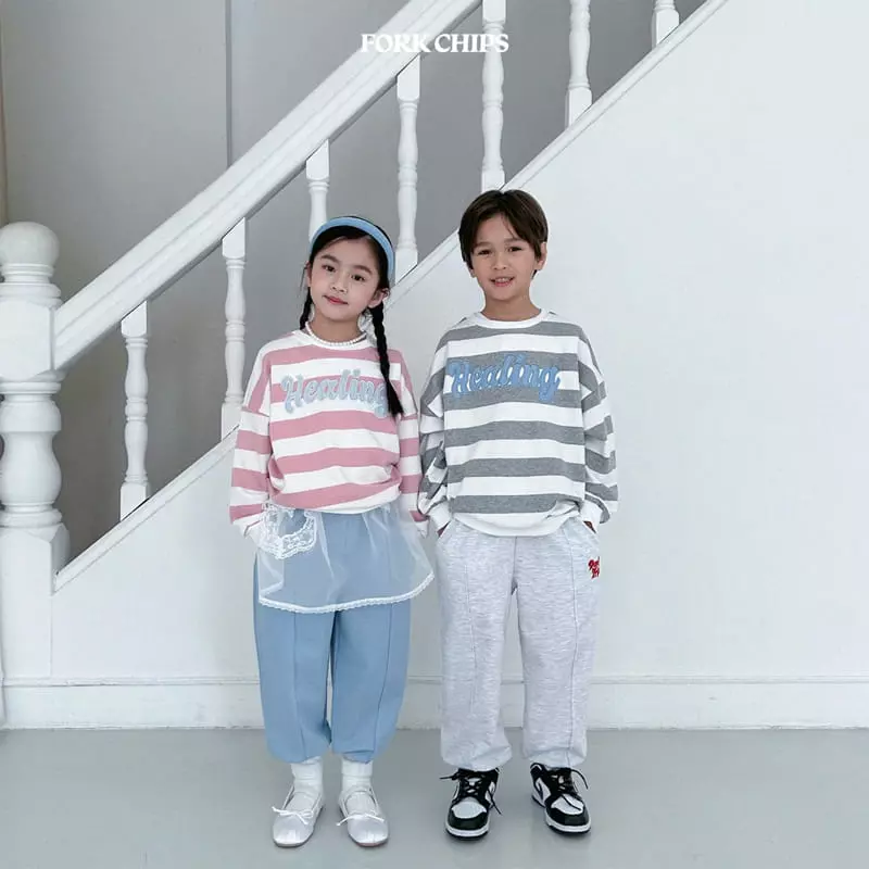 Fork Chips - Korean Children Fashion - #childofig - Heeling Stripes Sweatshirt - 8