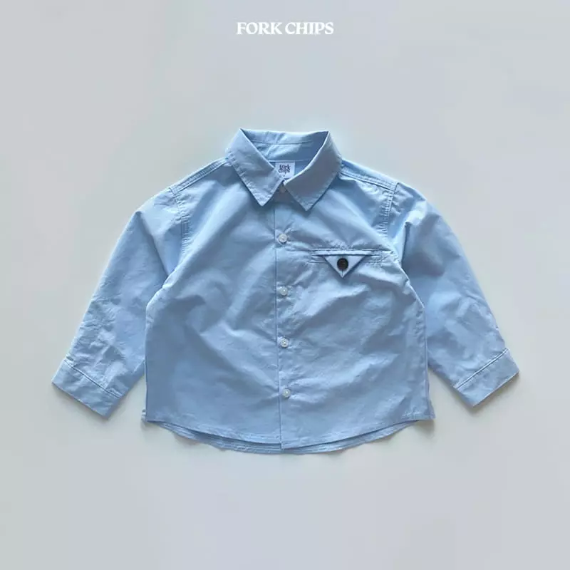 Fork Chips - Korean Children Fashion - #discoveringself - Wood Button Shirt