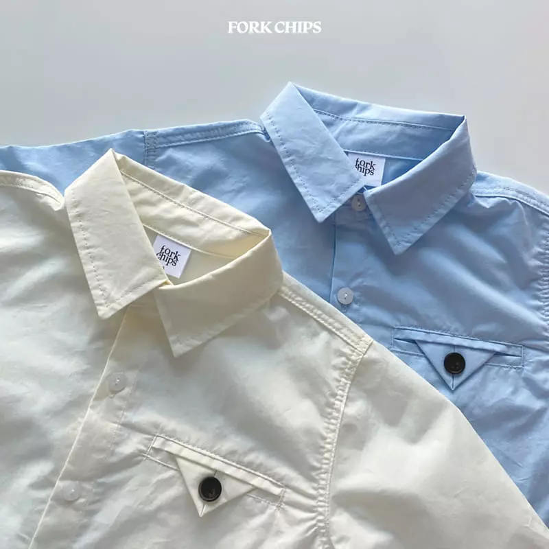 Fork Chips - Korean Children Fashion - #kidsshorts - Wood Button Shirt - 4