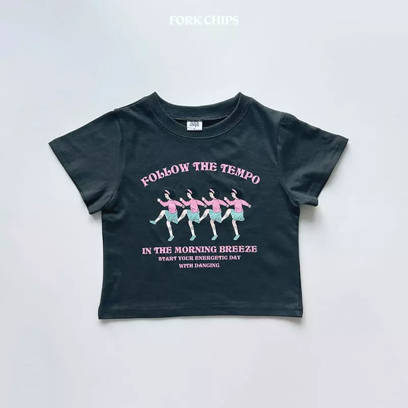 Fork Chips - Korean Children Fashion - #stylishchildhood - Dancing Short Sleeves Tee - 2