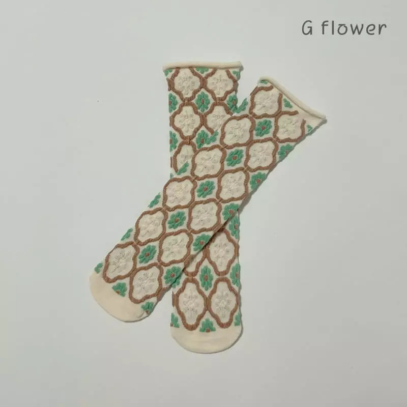 G Flower - Korean Children Fashion - #littlefashionista - Jacquard Knee Socks - 7