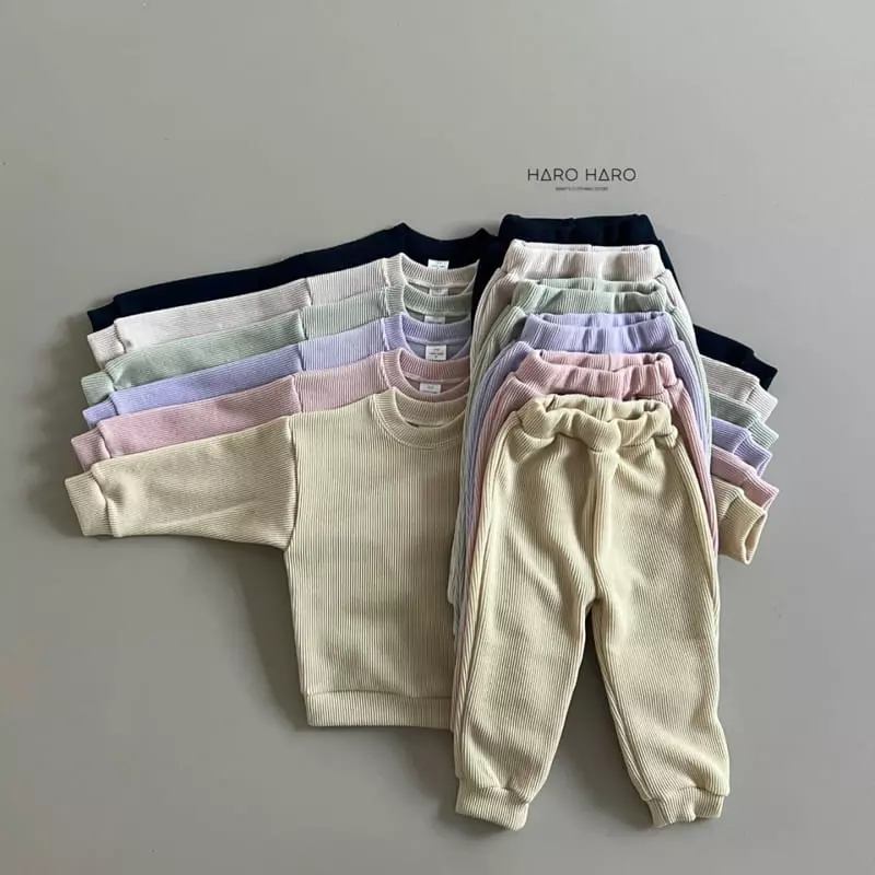 Haro Haro - Korean Children Fashion - #prettylittlegirls - Fresh Cream Waffle Top Bottom Set - 4
