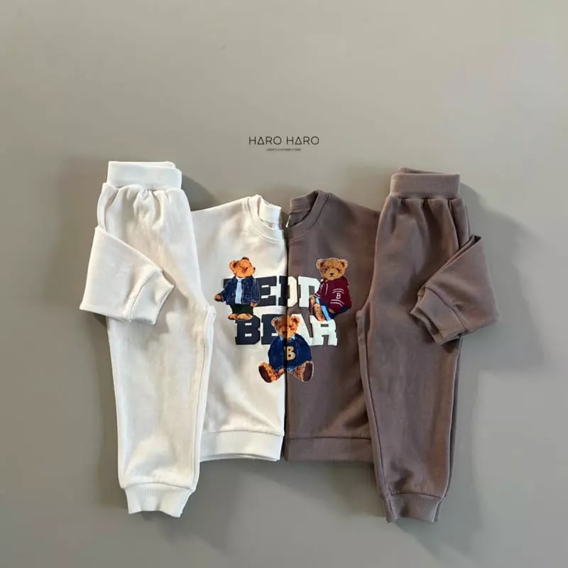 Haro Haro - Korean Children Fashion - #kidzfashiontrend - Teddy Bear Top Bottom Set - 2