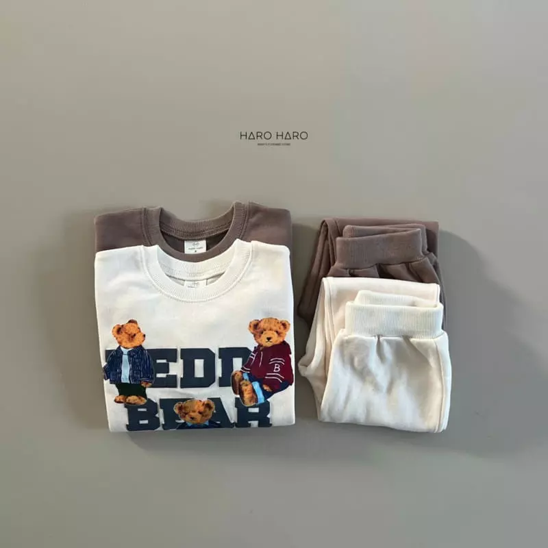 Haro Haro - Korean Children Fashion - #magicofchildhood - Teddy Bear Top Bottom Set - 5