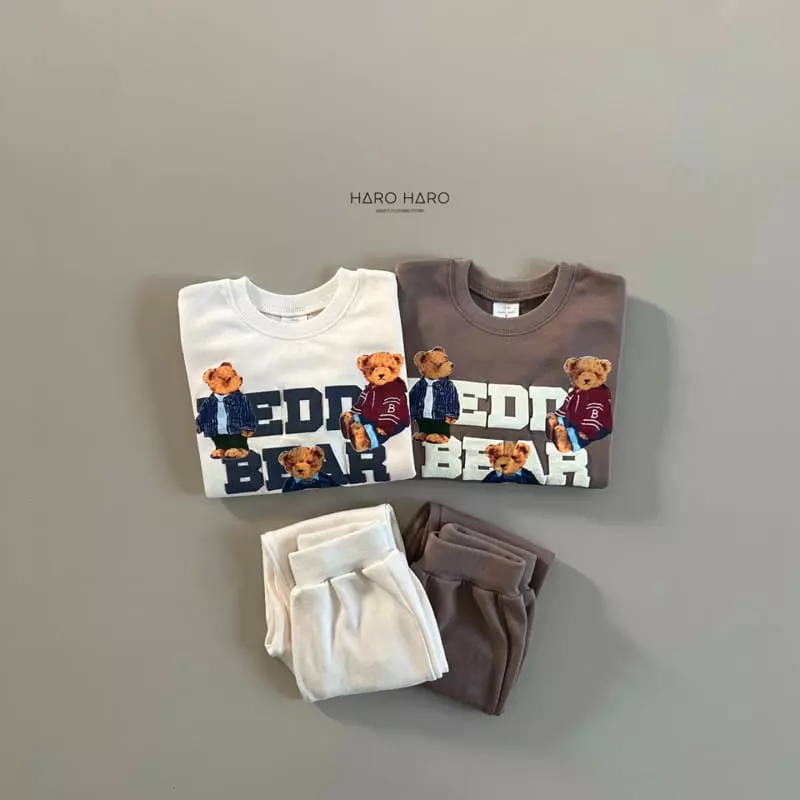 Haro Haro - Korean Children Fashion - #minifashionista - Teddy Bear Top Bottom Set - 6