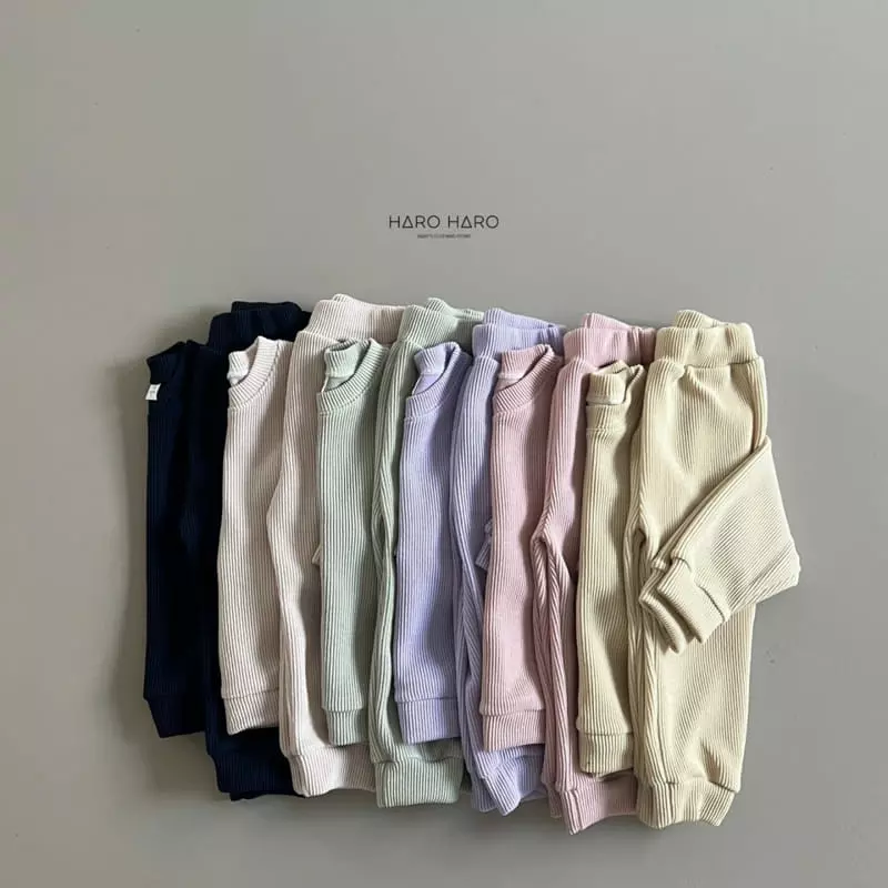 Haro Haro - Korean Children Fashion - #minifashionista - Fresh Cream Waffle Top Bottom Set - 2