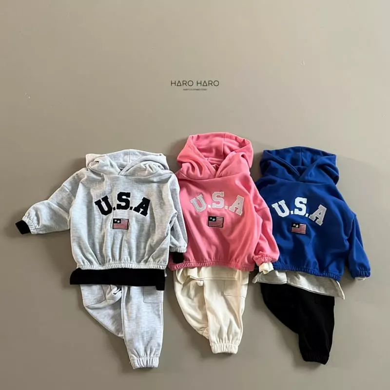 Haro Haro - Korean Children Fashion - #minifashionista - USA Hoody Tee - 7