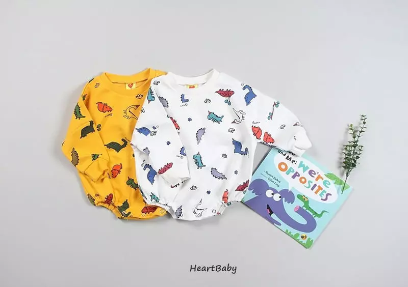 Heart Baby - Korean Baby Fashion - #babyoutfit - Dino Bodysuit - 2