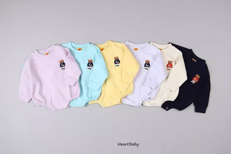Heart Baby - Korean Baby Fashion - #onlinebabyboutique - Bear Embroidery Bodysuit