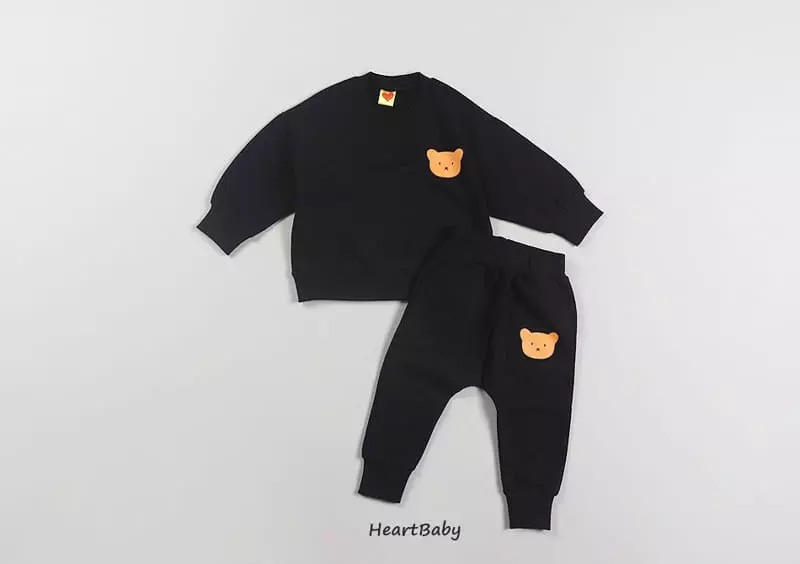 Heart Baby - Korean Children Fashion - #Kfashion4kids - Bear Face Top Bottom Set - 9