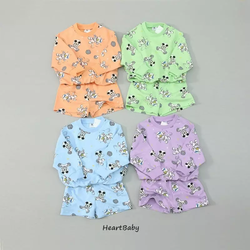 Heart Baby - Korean Children Fashion - #stylishchildhood - Space Mickey Top Bottom Set - 4