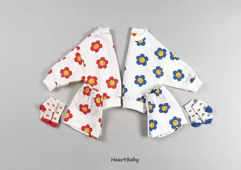 Heart Baby - Korean Children Fashion - #childofig - Dasiy Shorts Top Bottom Set - 2