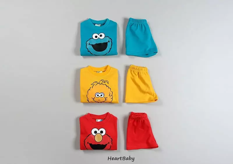 Heart Baby - Korean Children Fashion - #discoveringself - Sesemi Short Top Bottom Set - 5