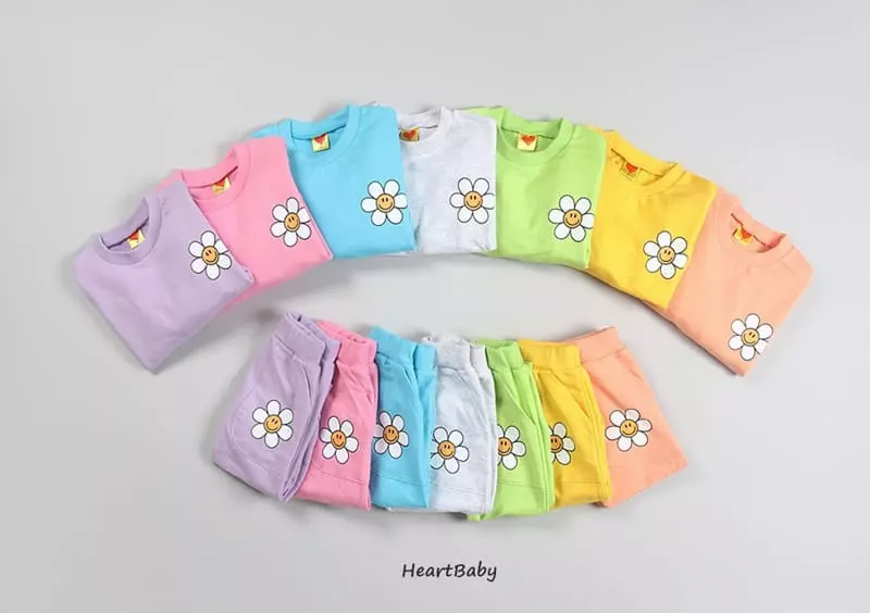 Heart Baby - Korean Children Fashion - #discoveringself - Sun Flower Top Bottom Set - 4