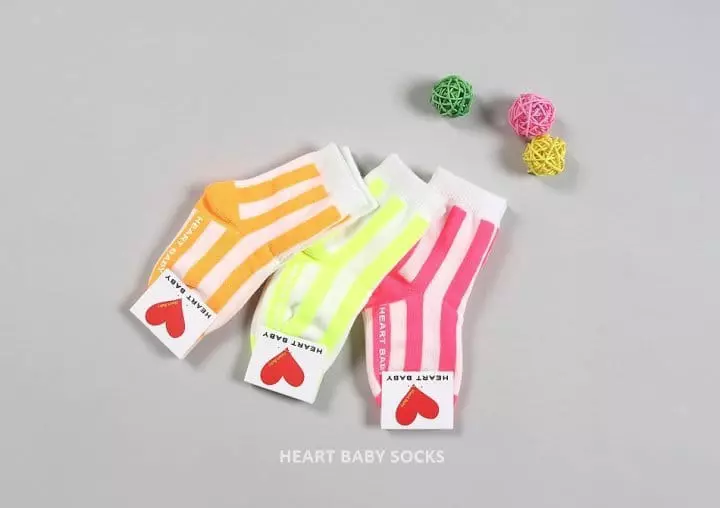Heart Baby - Korean Children Fashion - #littlefashionista - Neon Stripes Socks - 5