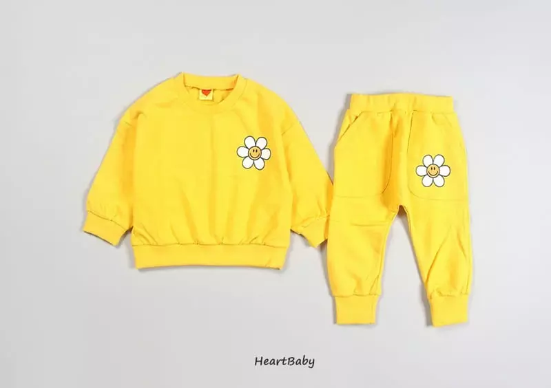 Heart Baby - Korean Children Fashion - #magicofchildhood - Sun Flower Top Bottom Set - 10