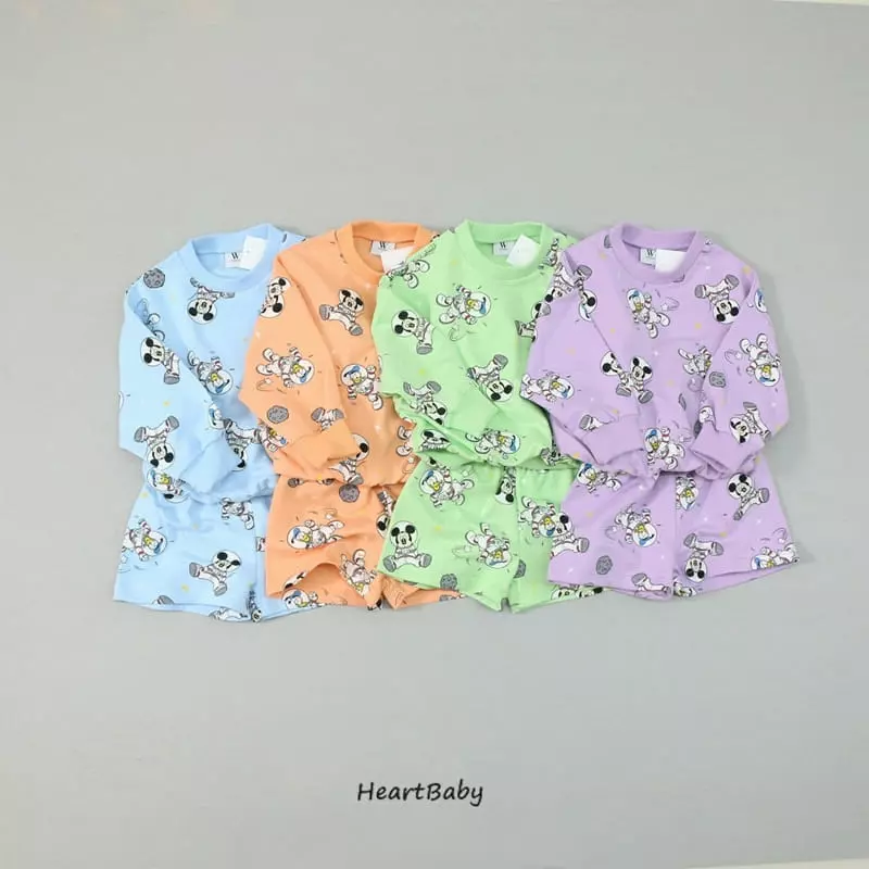 Heart Baby - Korean Children Fashion - #stylishchildhood - Space Mickey Top Bottom Set - 3