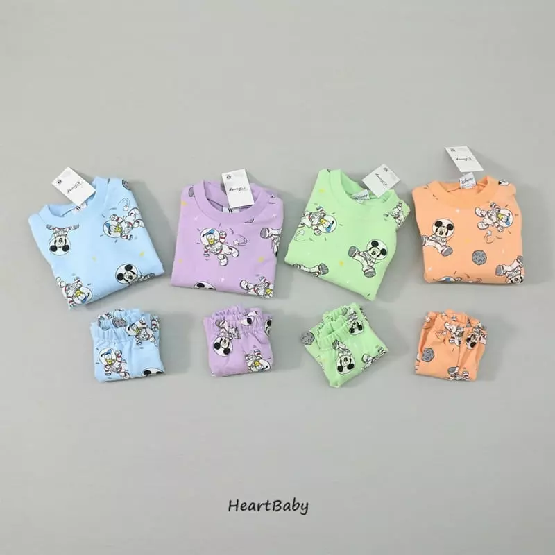 Heart Baby - Korean Children Fashion - #todddlerfashion - Space Mickey Top Bottom Set