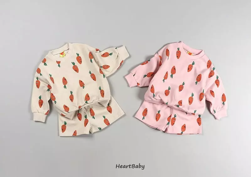 Heart Baby - Korean Children Fashion - #toddlerclothing - Carrot Shorts Top Bottom Set