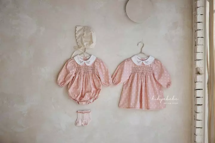 Hi Byebebe - Korean Baby Fashion - #babyfever - Rose Collar Smocking One-piece - 11