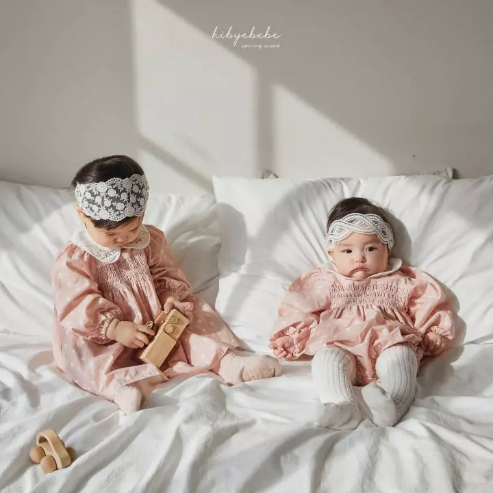 Hi Byebebe - Korean Baby Fashion - #babyoutfit - Rose Collar Smocking One-piece - 2