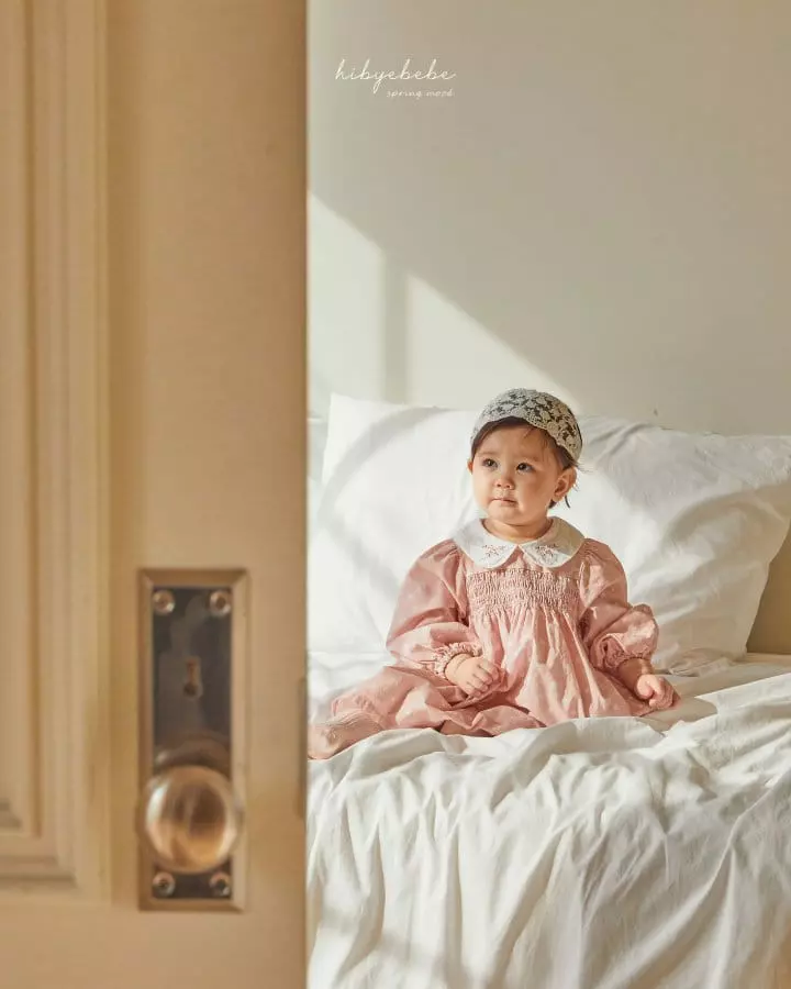 Hi Byebebe - Korean Baby Fashion - #babywear - Rose Collar Smocking One-piece - 4