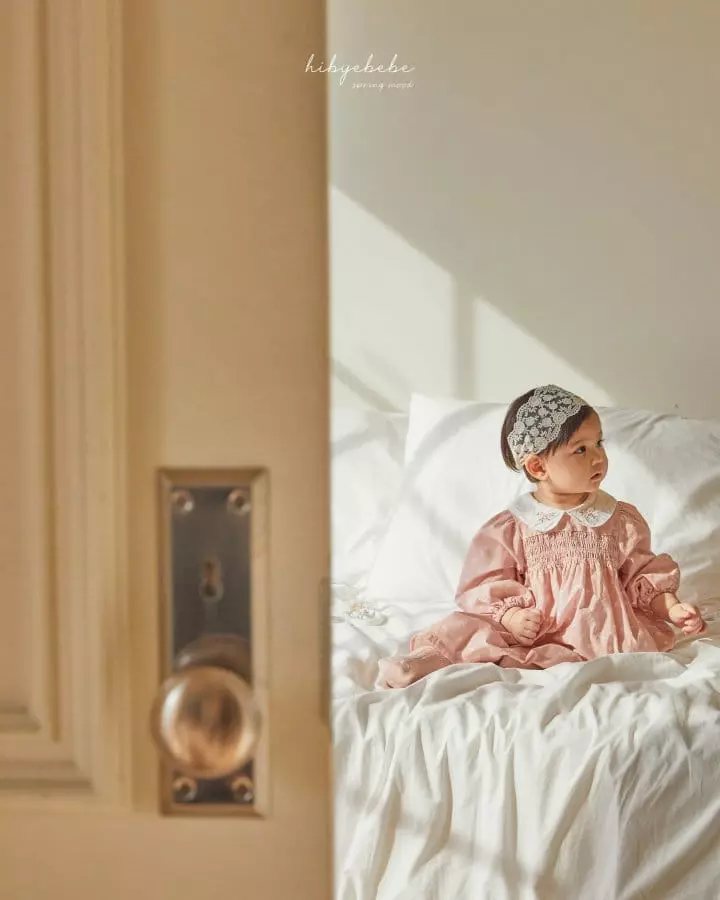 Hi Byebebe - Korean Baby Fashion - #onlinebabyshop - Rose Collar Smocking One-piece - 5