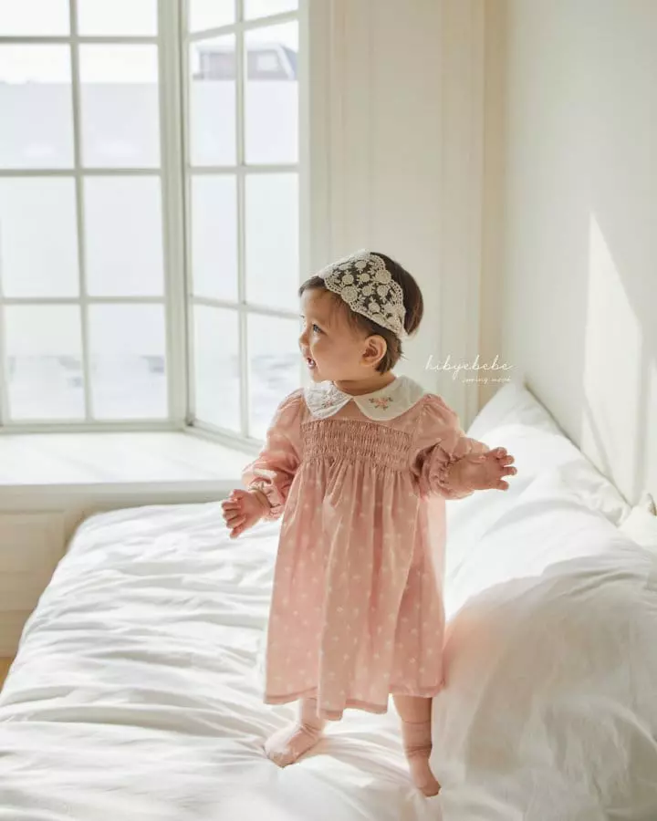 Hi Byebebe - Korean Baby Fashion - #smilingbaby - Rose Collar Smocking One-piece - 6