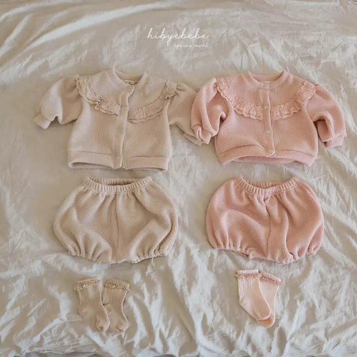 Hi Byebebe - Korean Baby Fashion - #smilingbaby - Lace Frill Knit Top Bottom Set - 2