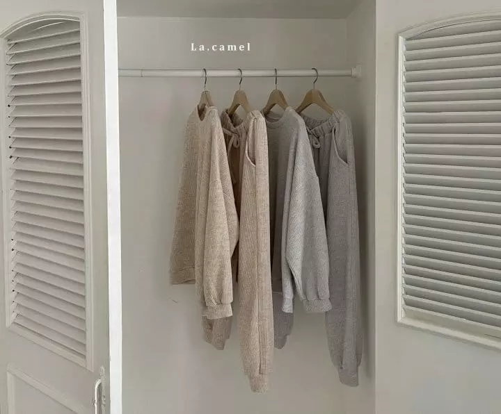La Camel - Korean Women Fashion - #thelittlethings - Mom Cheese Top Bottom Set - 2