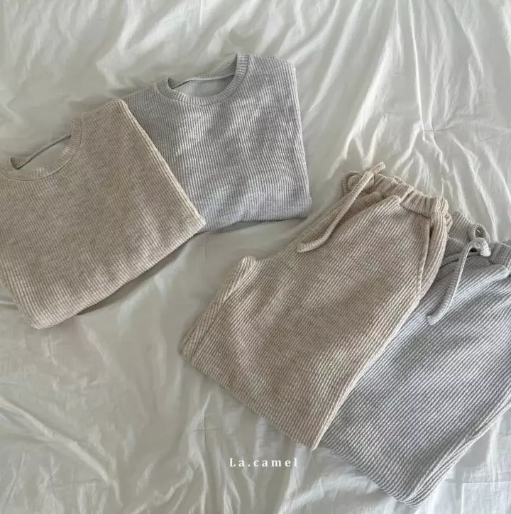La Camel - Korean Women Fashion - #momslook - Mom Cheese Top Bottom Set - 4
