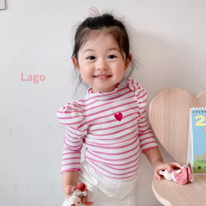 Lago - Korean Children Fashion - #designkidswear - Heart Stripes Tee - 2