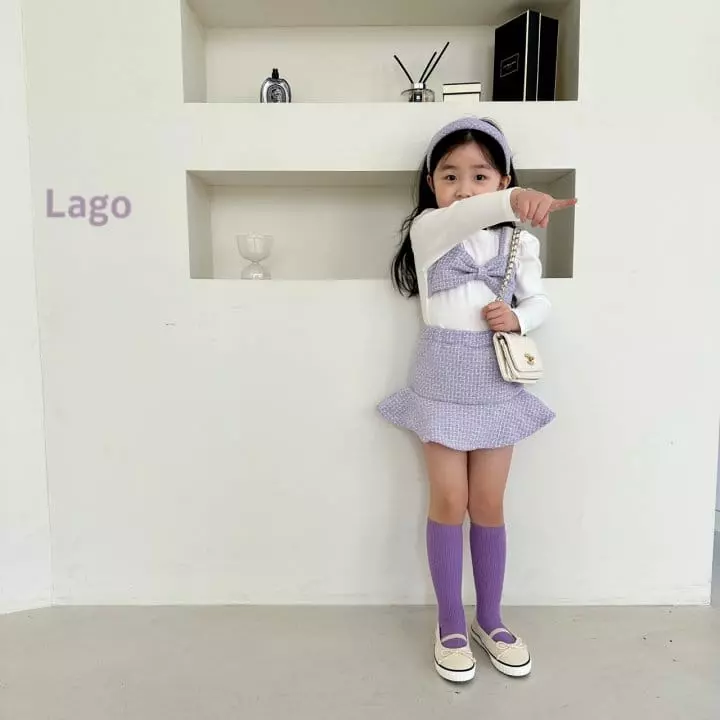 Lago - Korean Children Fashion - #todddlerfashion - Ribbon Twid Top Bottom Set - 10
