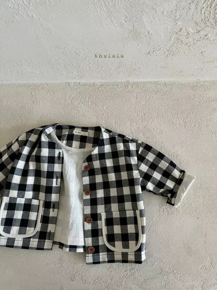 Lala - Korean Children Fashion - #kidsshorts - Block Check Jacket - 11