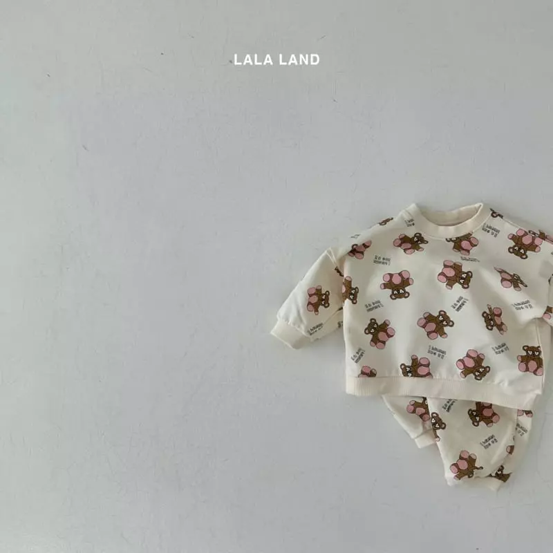 Lalaland - Korean Baby Fashion - #babygirlfashion - Bebe Sketch Bear Top Bottom Set - 6