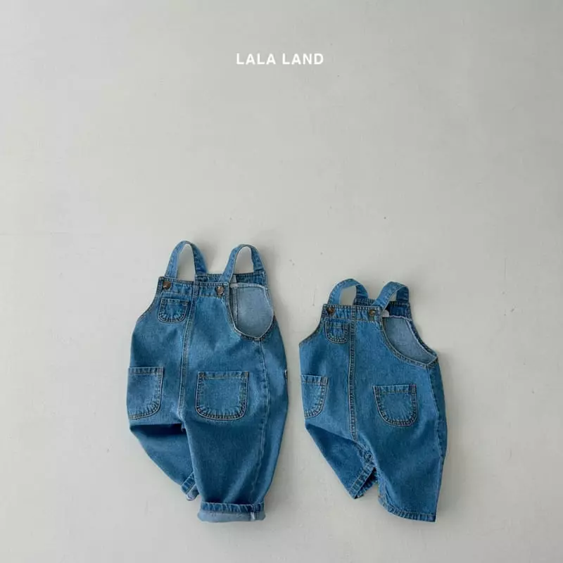 Lalaland - Korean Children Fashion - #discoveringself - Pocket Denim Dungarees - 9