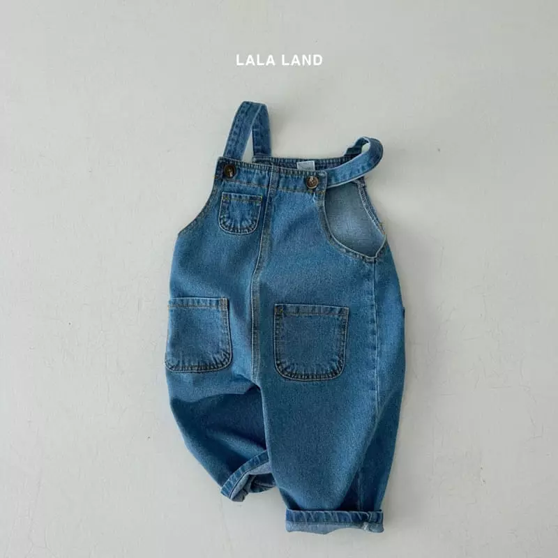 Lalaland - Korean Children Fashion - #littlefashionista - Pocket Denim Dungarees