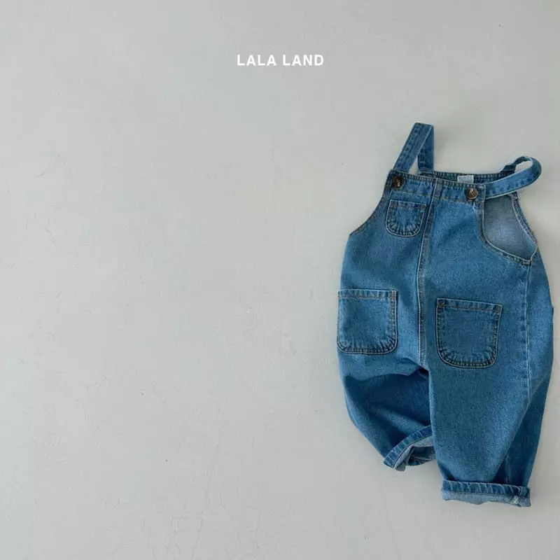 Lalaland - Korean Children Fashion - #magicofchildhood - Pocket Denim Dungarees - 2