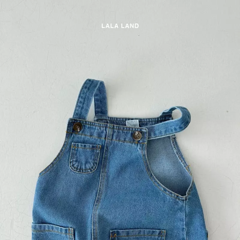 Lalaland - Korean Children Fashion - #minifashionista - Pocket Denim Dungarees - 4