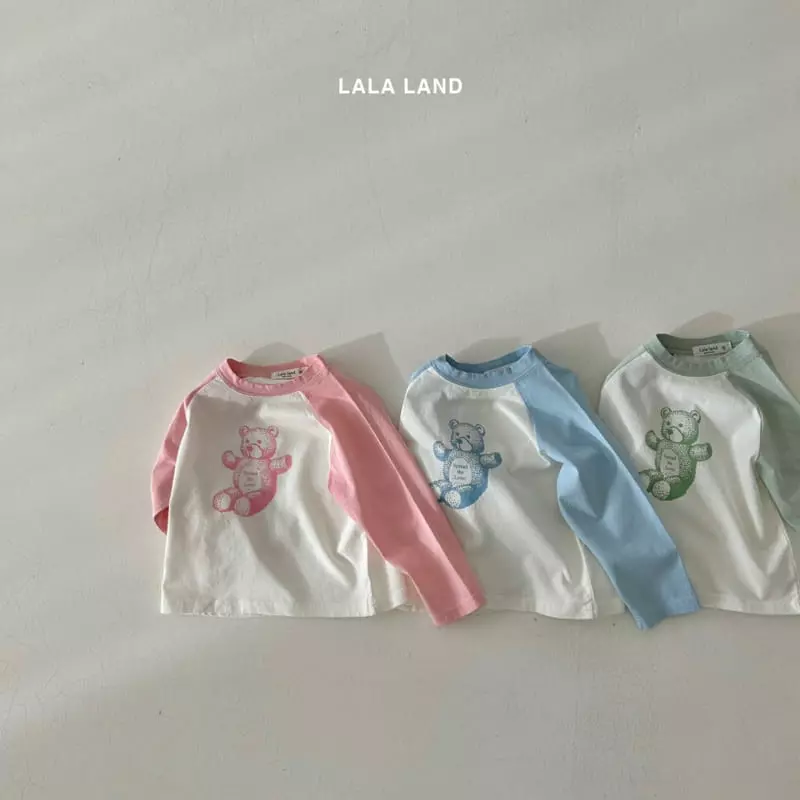 Lalaland - Korean Children Fashion - #todddlerfashion - Bear Raglan Tee - 2