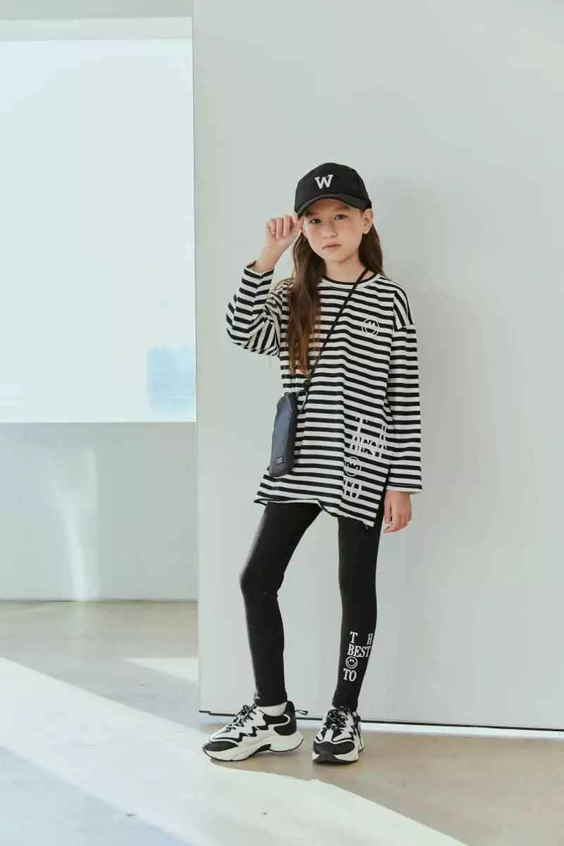 Lilas - Korean Children Fashion - #kidsshorts - Initial Stripes Long Tee - 2