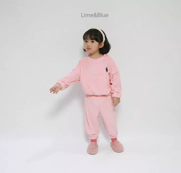 Lime & Blue - Korean Children Fashion - #childrensboutique - Lapa Club Terry Top Bottom Set - 2