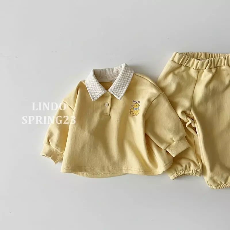 Lindo - Korean Children Fashion - #Kfashion4kids - Hug Me Collar Top Bottom Set - 5