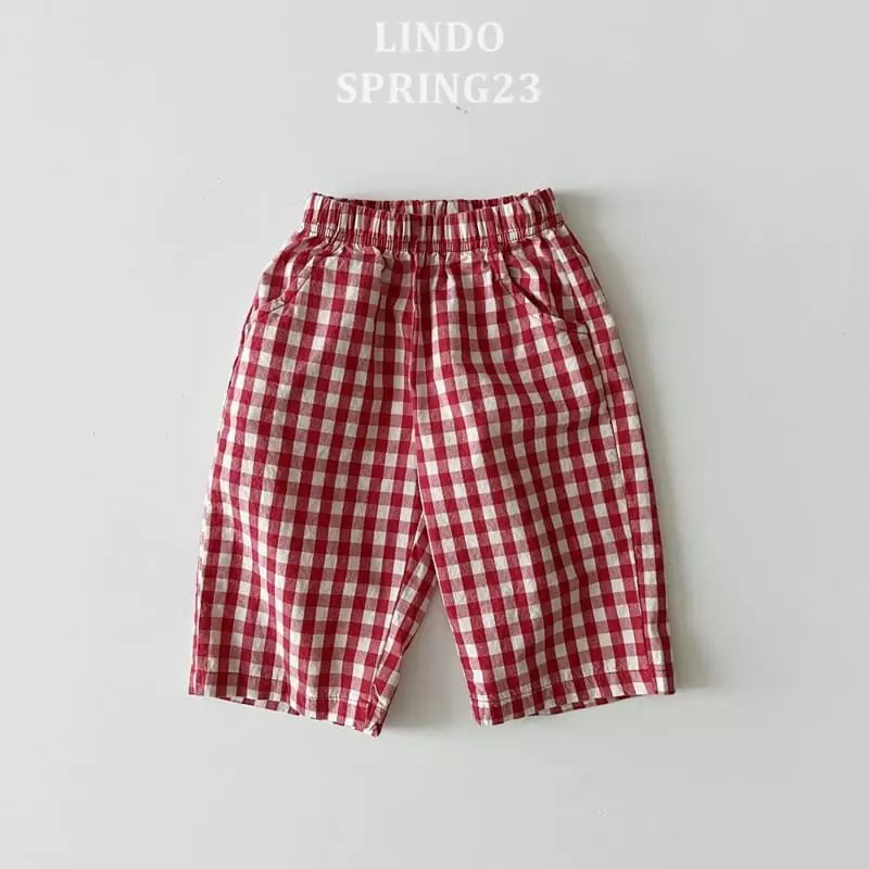Lindo - Korean Children Fashion - #kidsshorts - Love More Check Top Bottom Set - 3