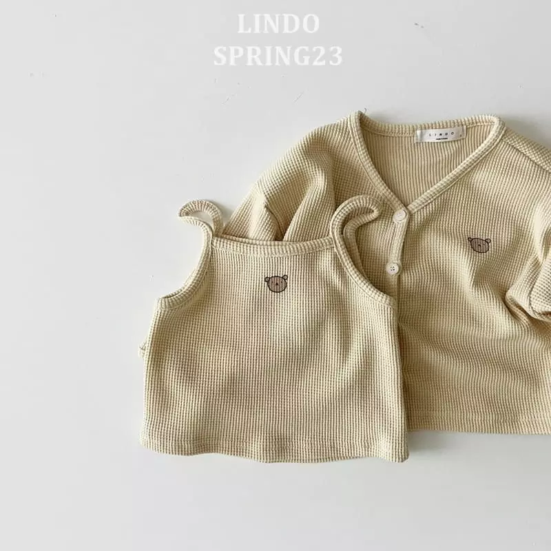Lindo - Korean Children Fashion - #kidsshorts - Mini Bear Waffle Top Bottom Set - 3