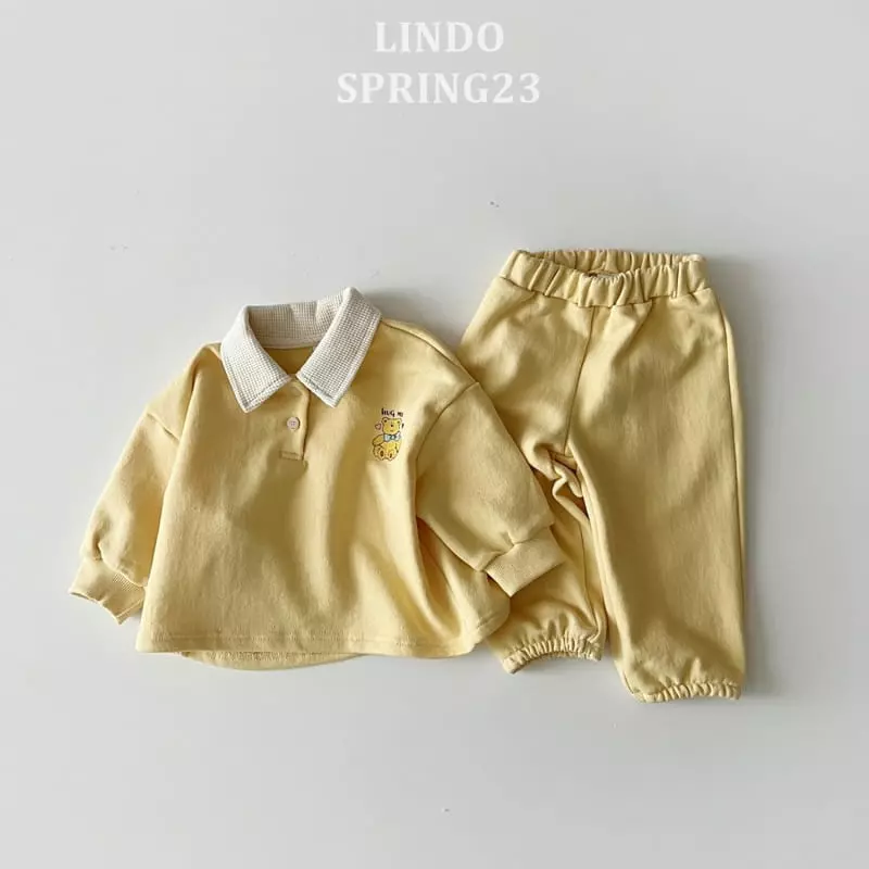 Lindo - Korean Children Fashion - #kidsstore - Hug Me Collar Top Bottom Set - 3